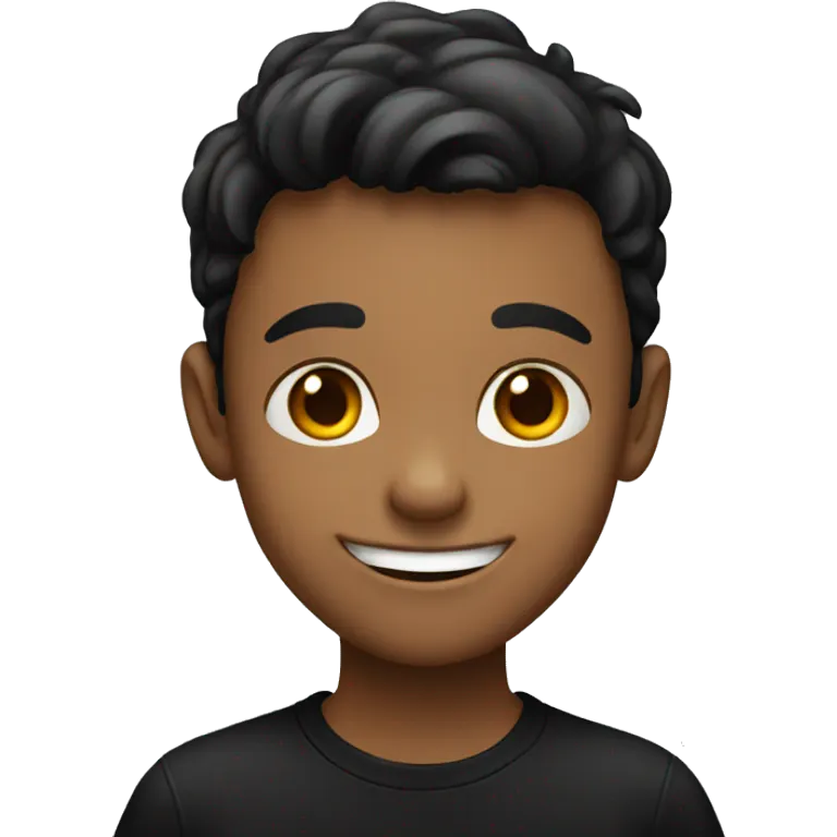 smiling boy in black shirt emoji