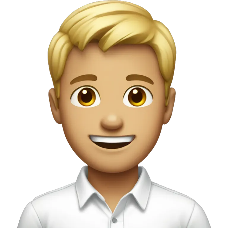 smiling boys in white shirt emoji