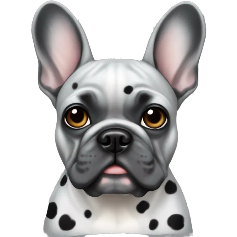 Grey French bulldog with black spots emoji