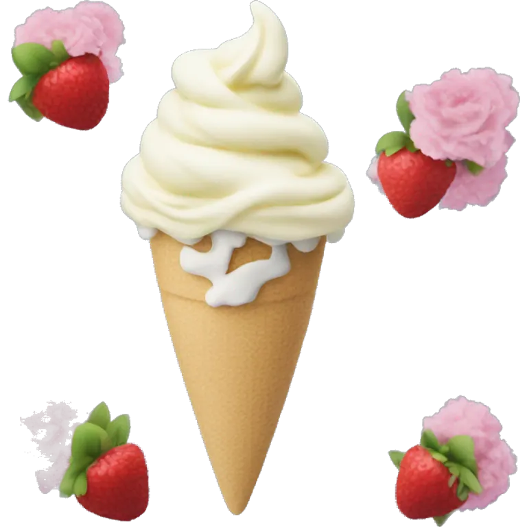 Sorvete com flores em cima emoji