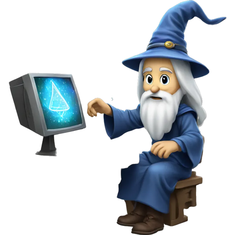 wizard coding computer with magic emoji