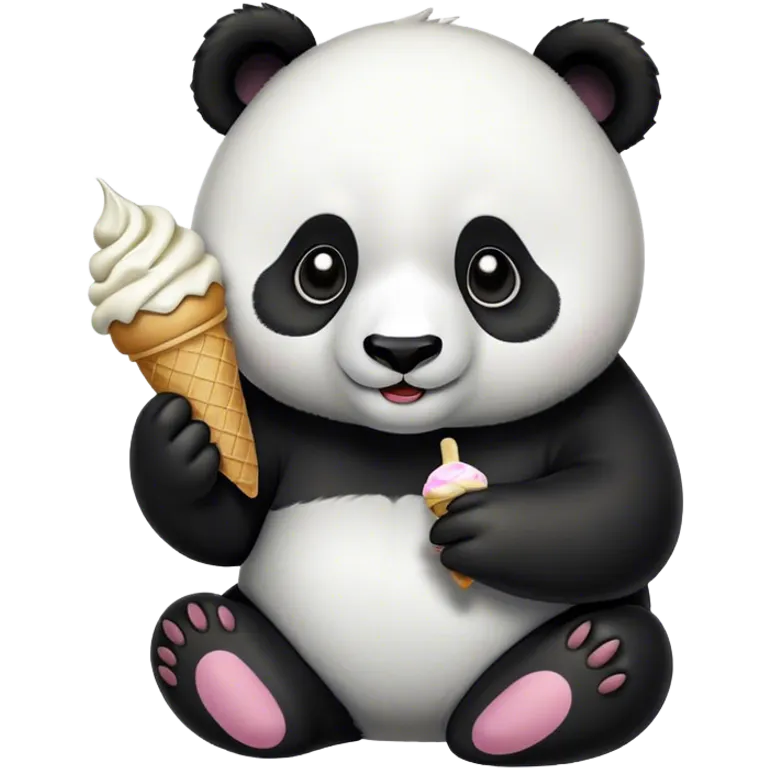 Panda eating ice cream emoji