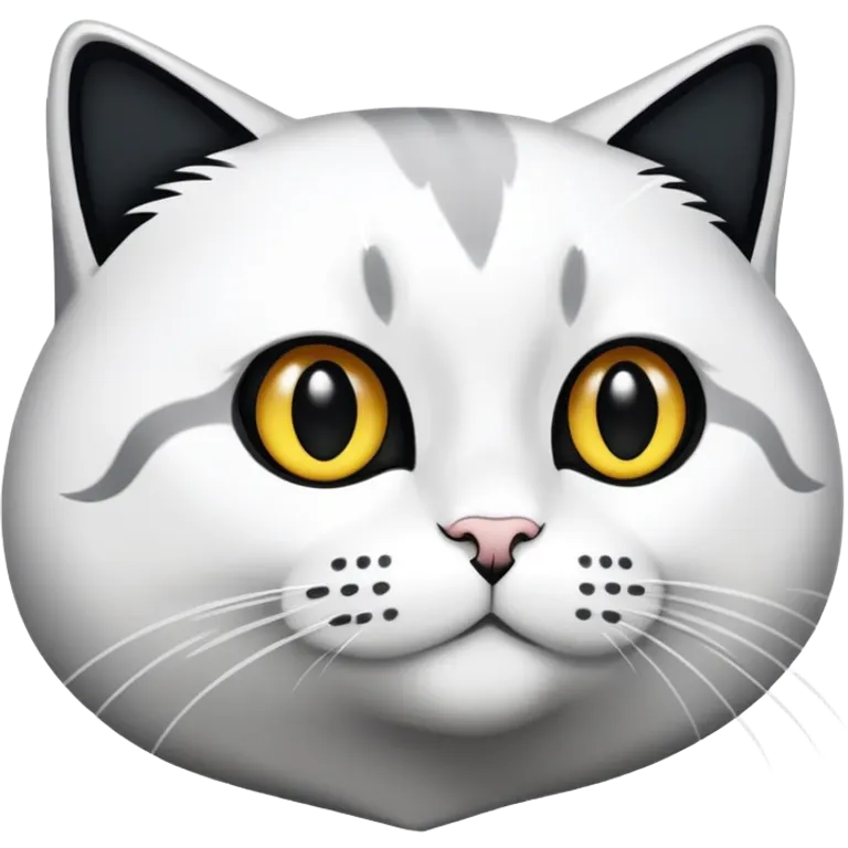 Weiße schwarze Katze spielt mit faden emoji