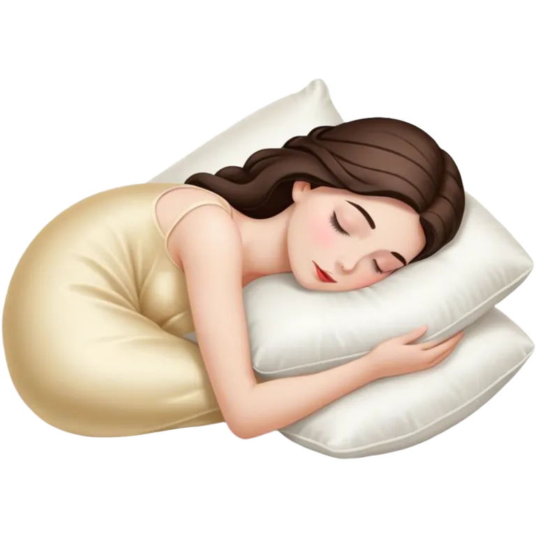 sleeping beauty brunette white girl with a silk pillow emoji
