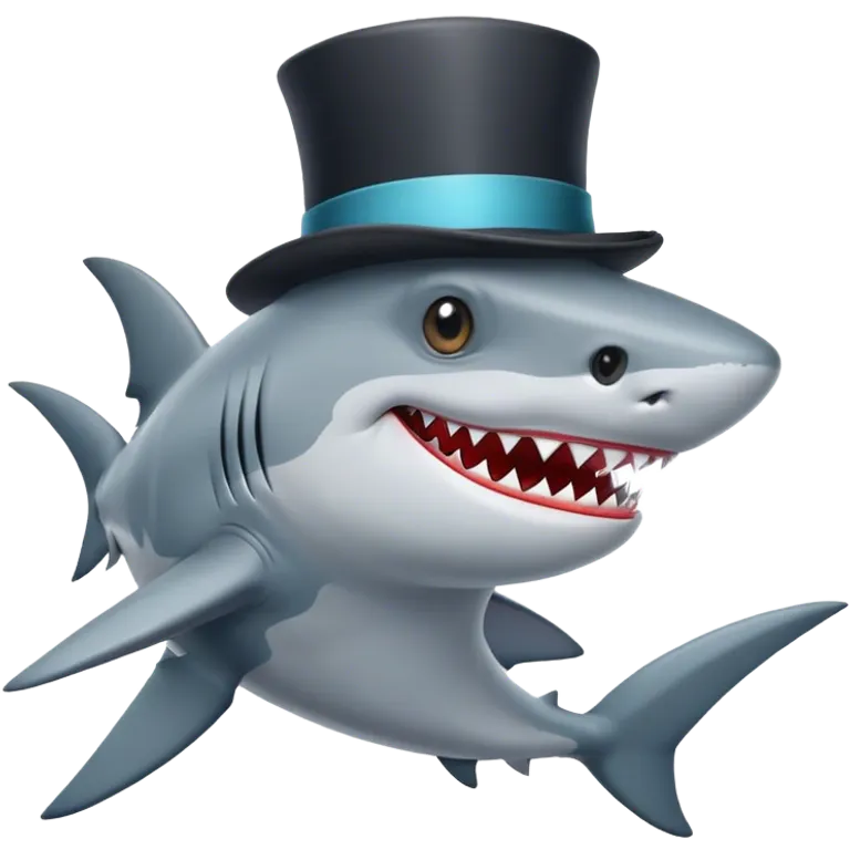 Shark with a top hat emoji