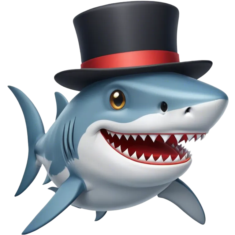 Shark with a top hat emoji