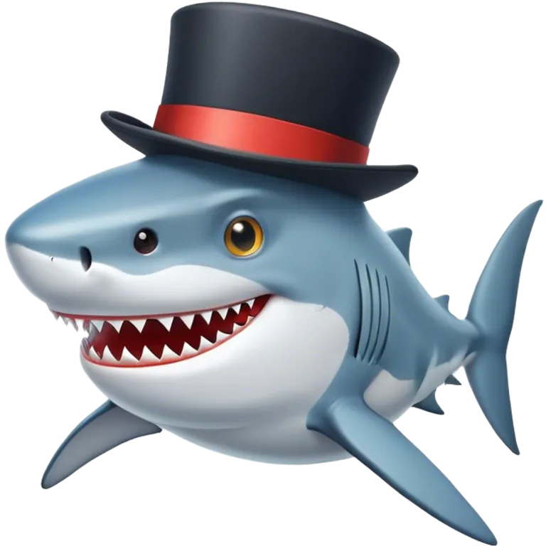 Shark with a top hat emoji