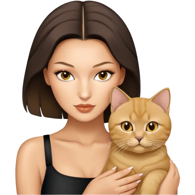 Bella Hadid with a Golden British Shorthair kitty emoji