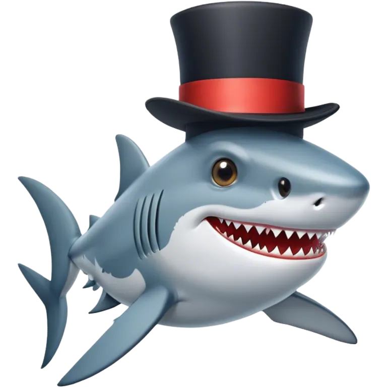 Shark with a top hat emoji