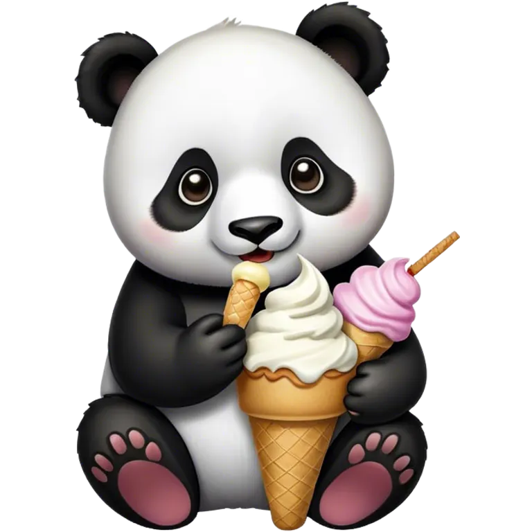 Panda eating ice cream emoji