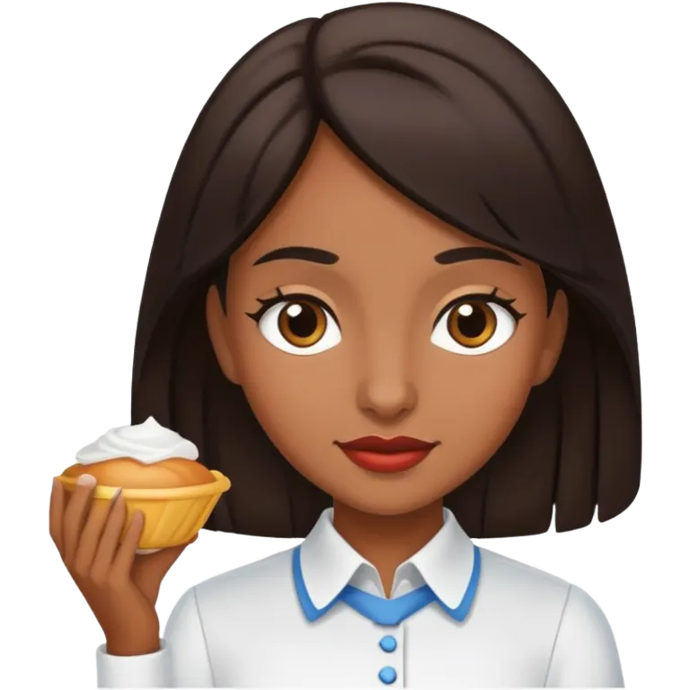 Chica morena de piel trabajando de camarera  emoji