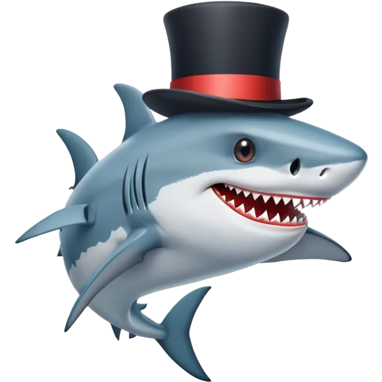 Shark with a top hat emoji