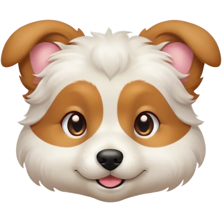 Cinematic Cute Domestic Dog Portrait Emoji, Head tilted playfully and inquisitively, with a delightfully fluffy, friendly build and a characteristically charming face featuring a soft snout and perky ears, accentuated by a glossy coat and round, sparkling eyes full of mischief, Simplified yet irresistibly adorable features, highly detailed, glowing with a warm, friendly glow, high shine, affectionate and lively, stylized with a touch of whimsical cuteness, soft glowing outline, capturing the essence of a mischievous yet loving dog that feels like it could bound out of the screen into your arms! emoji
