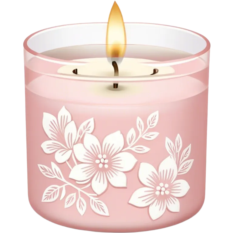 Light pink bath and body works with white floral design   candleLight pink bath and body works with  line art candle emoji