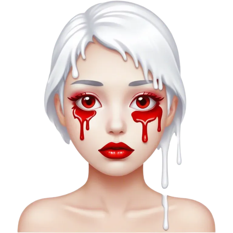White paint dripping from red glittery lips emoji