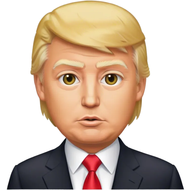 Photorealistic Donald Trump stands in a suit emoji