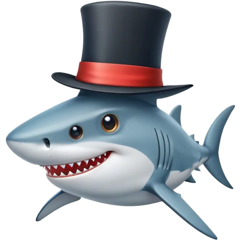 Shark with a top hat emoji