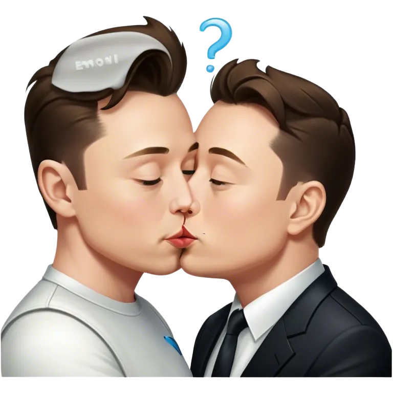 Elon Musk kissing Elon musk emoji