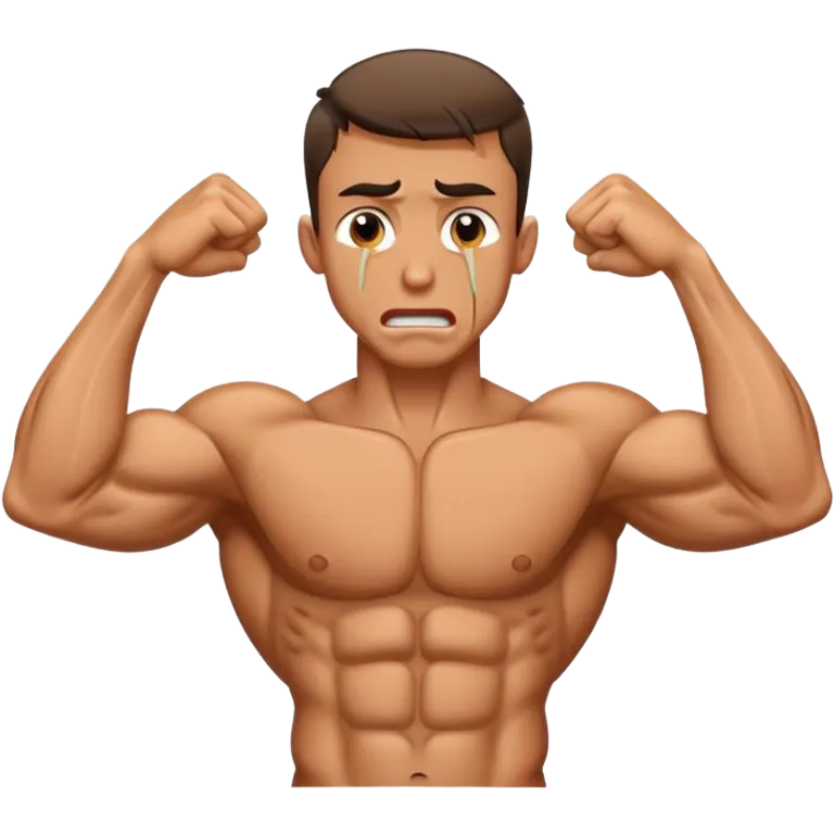skinny bodybuilder crying emoji