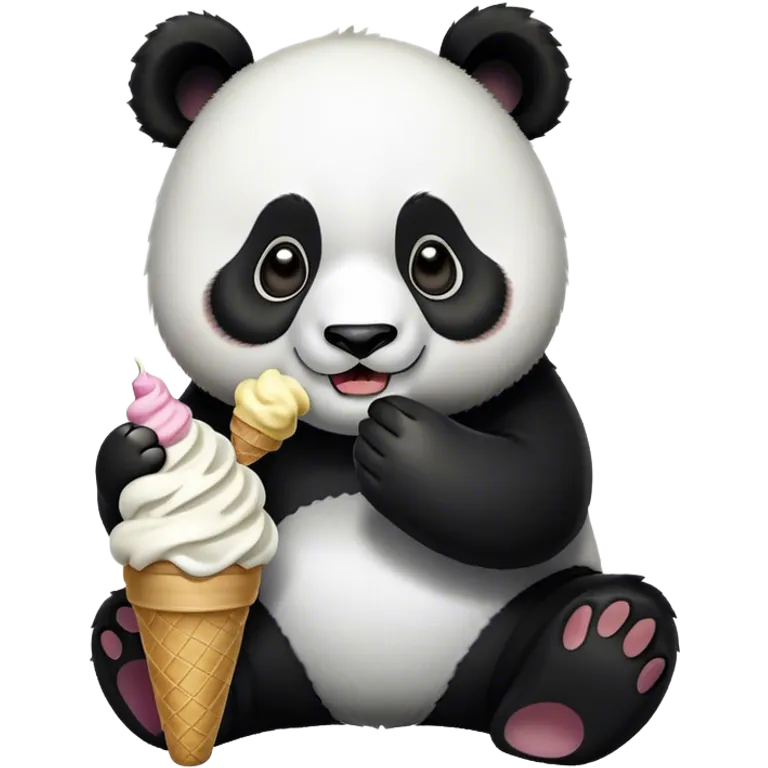 Panda eating ice cream emoji
