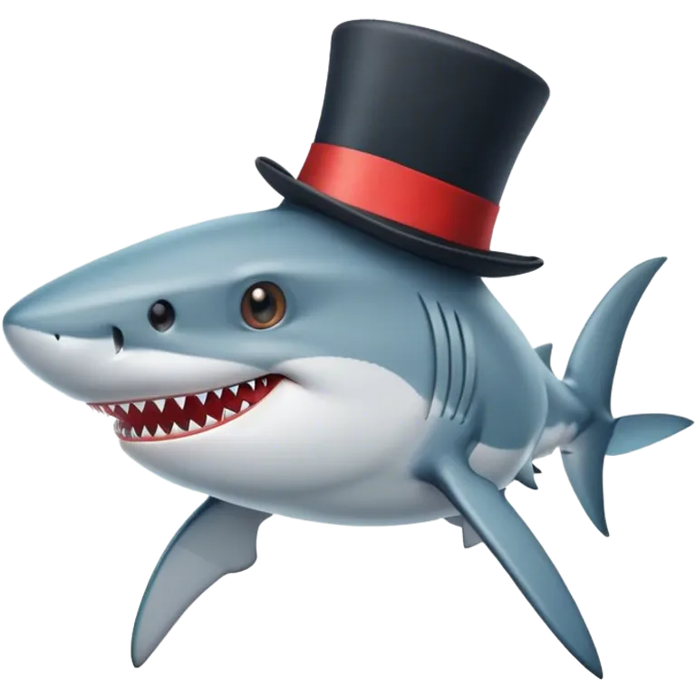 Shark with a top hat emoji