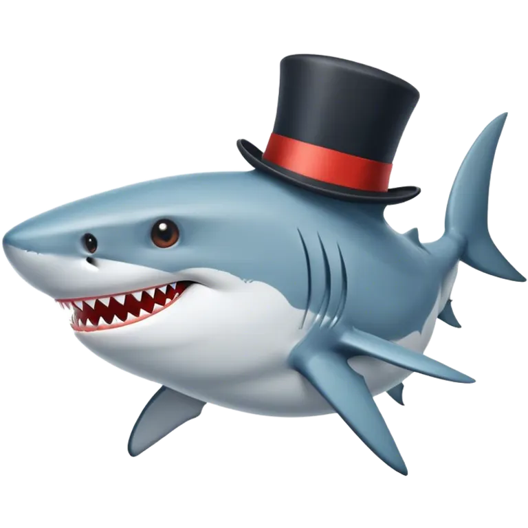 Shark with a top hat emoji