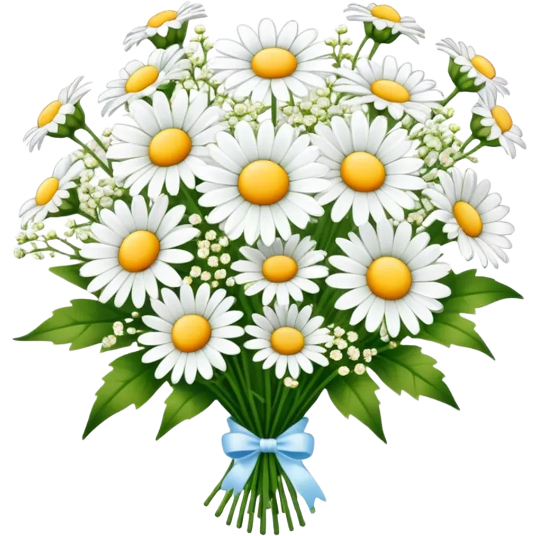 daisy and babies breath bouquet  emoji
