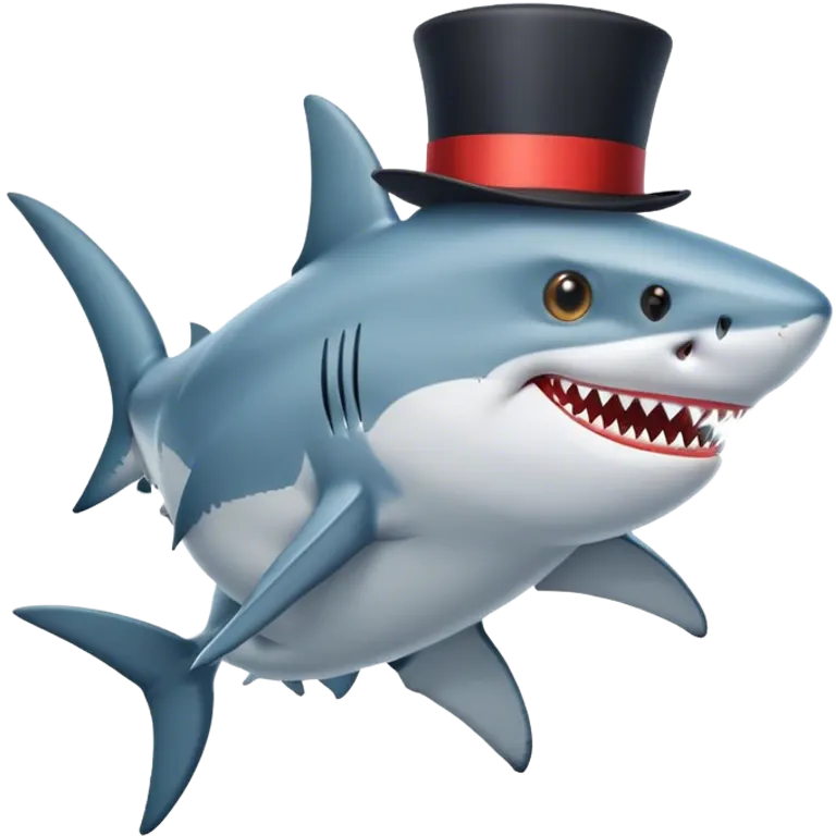 Shark with a top hat emoji