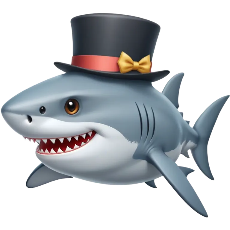 Shark with a top hat emoji