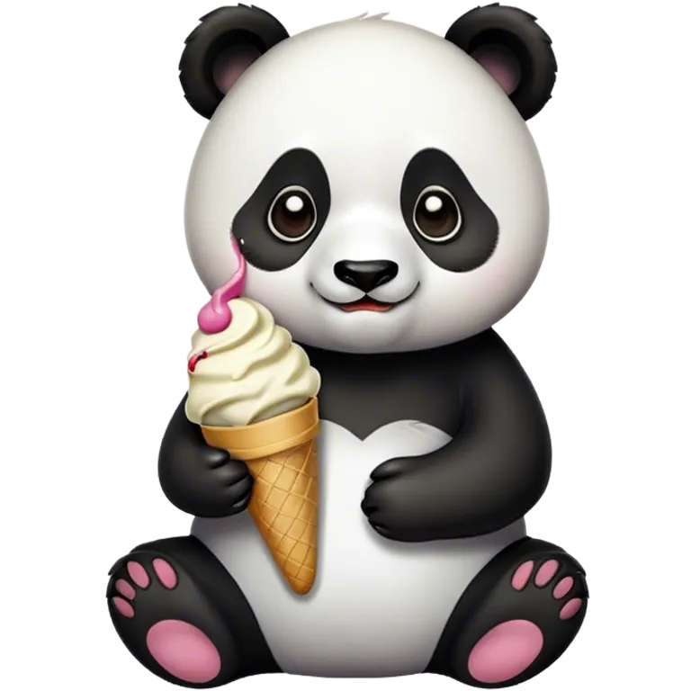 Panda eating ice cream emoji