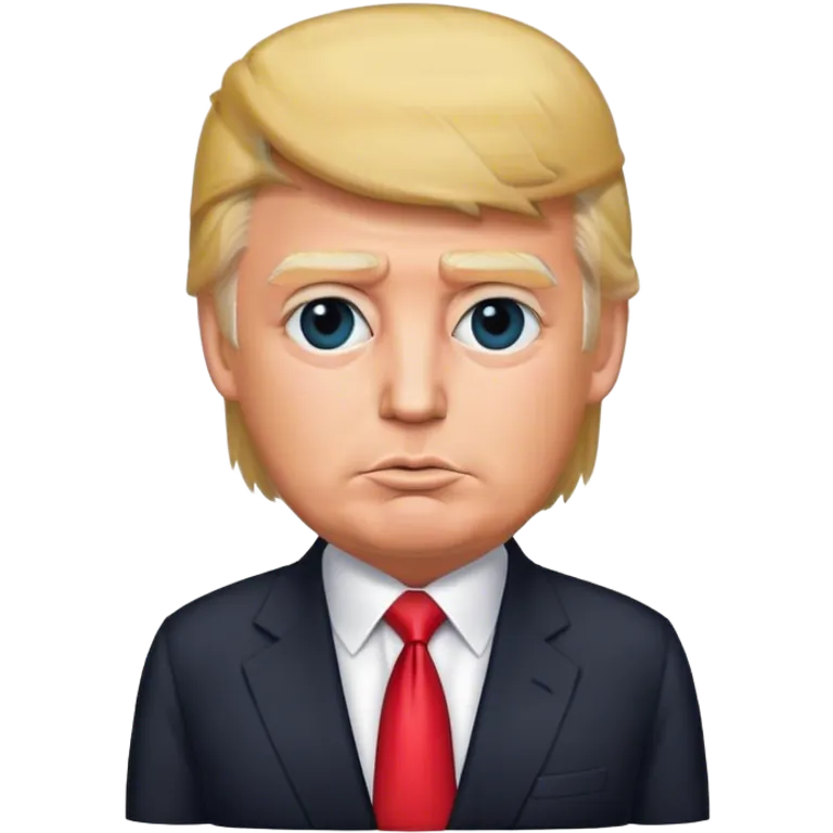 Photorealistic Donald Trump stands in a suit emoji