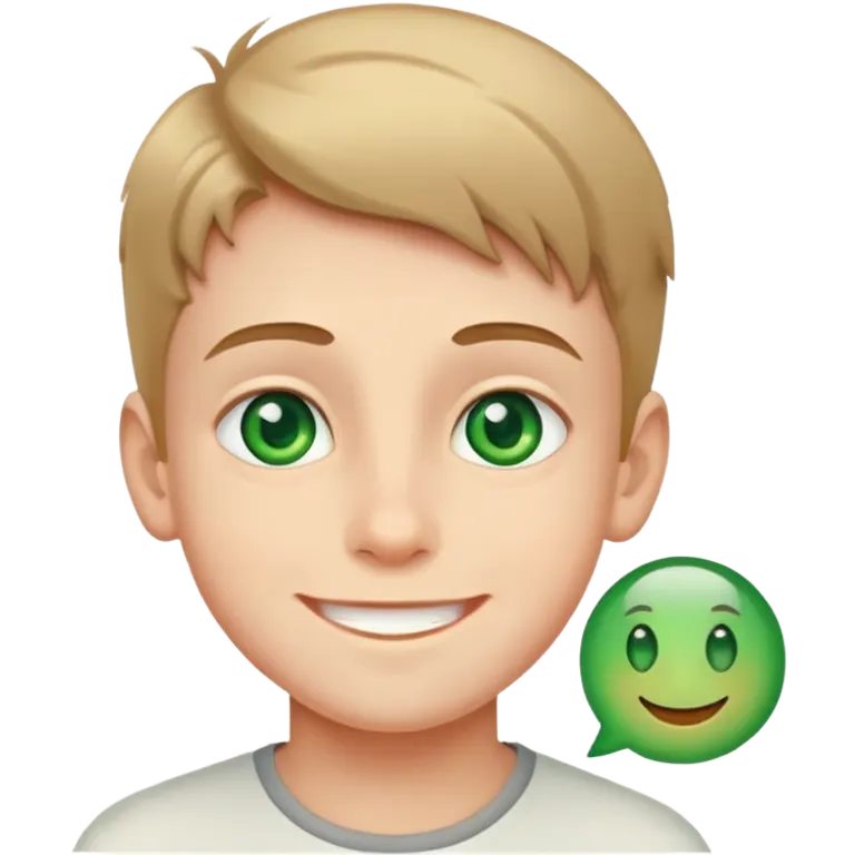 smiling boy with green eyes emoji