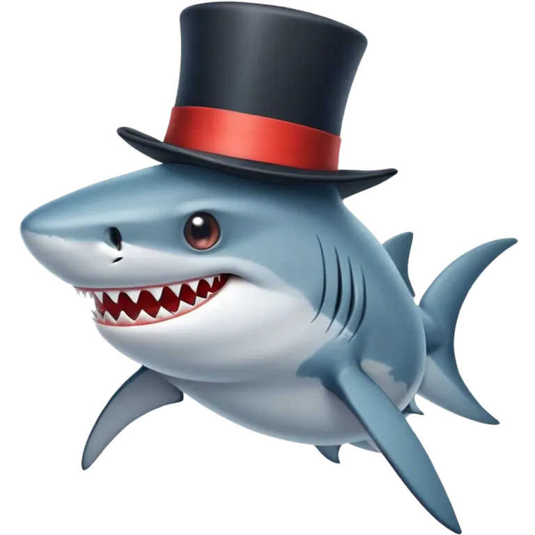 Shark with a top hat emoji