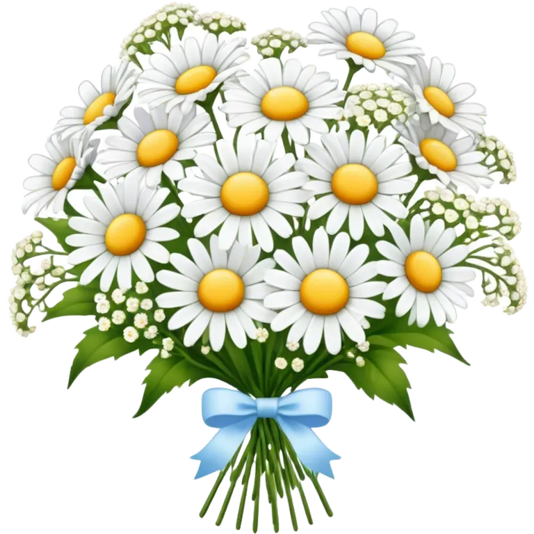 daisy and babies breath bouquet  emoji