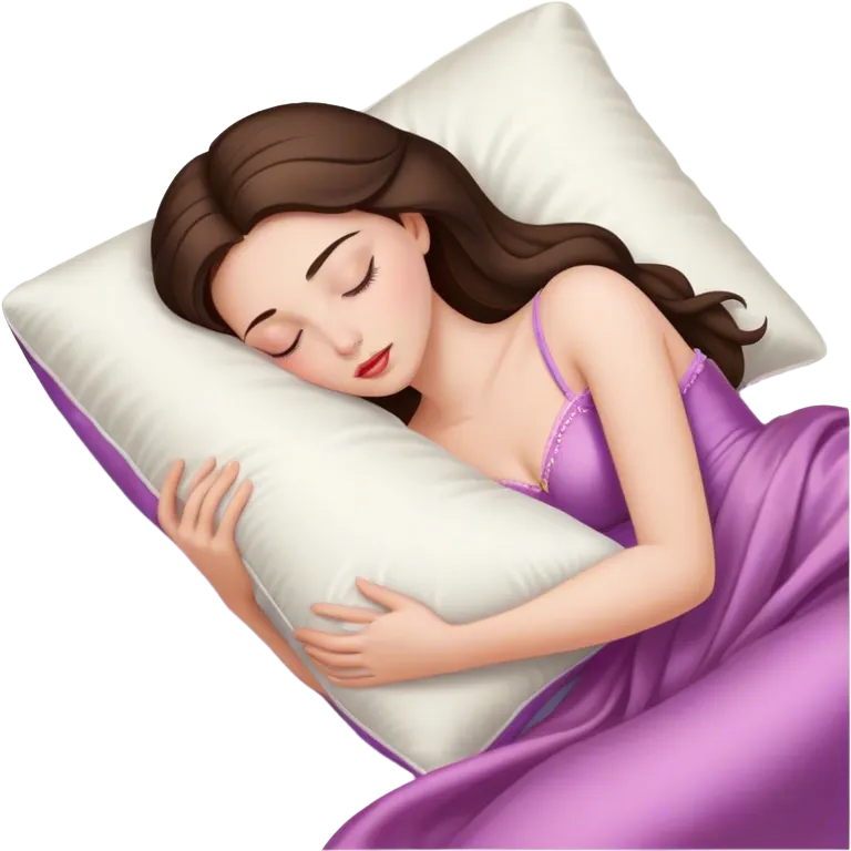 sleeping beauty brunette white girl with a silk pillow emoji