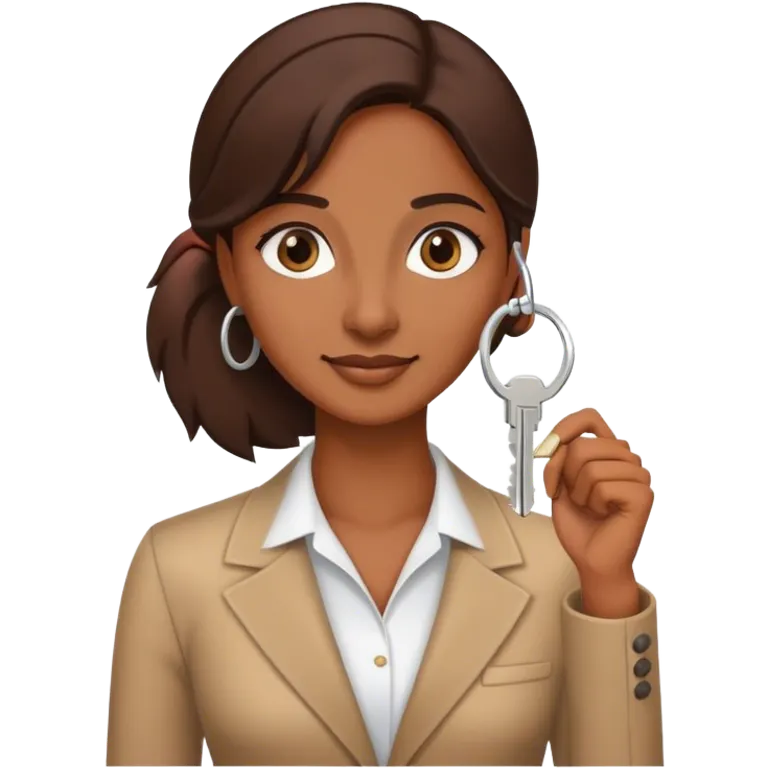 brown lady in real estate job with house emoji