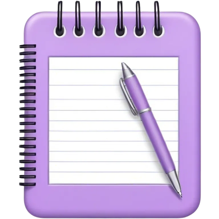 Light purple notepad with pen emoji