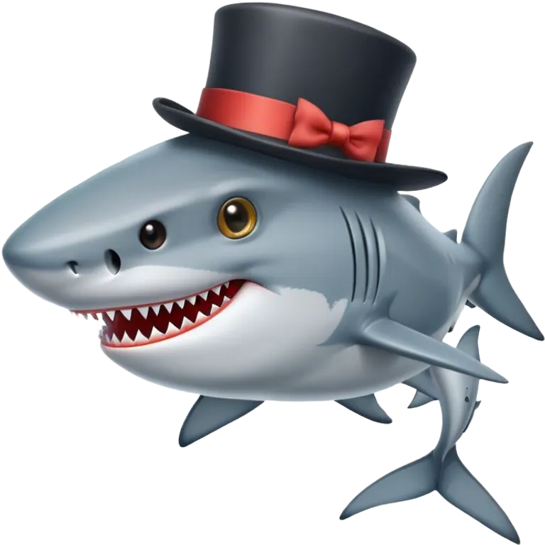 Shark with a top hat emoji