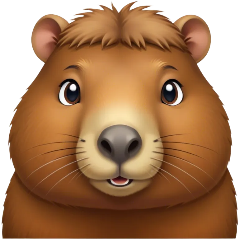 Cinematic Cute Capybara Portrait Emoji, Head tilted playfully and inquisitively, with a delightfully fluffy, rounded form and a distinctively endearing capybara face marked by a short snout and petite ears, accented by luxuriously soft fur in warm earthy tones and bright, sparkling eyes full of charm; rendered with intricate, realistic detail and natural highlights, high shine, affectionate and lively, styled with a touch of whimsical cuteness, soft glowing outline, capturing the essence of a mischievous yet loving capybara that seems poised to tumble playfully into your arms! emoji