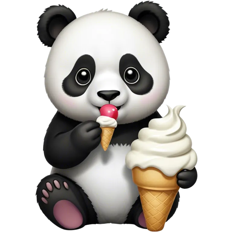 Panda eating ice cream emoji