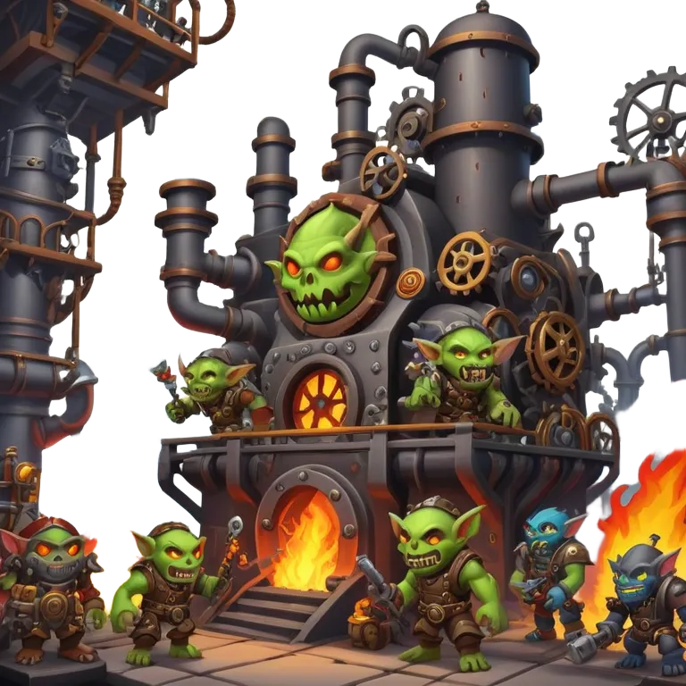 World of Warcraft industrial fantasy factory with goblins working emoji
