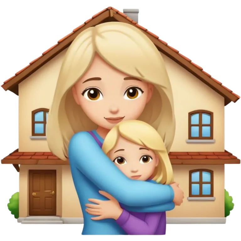 Girl hugging home  emoji