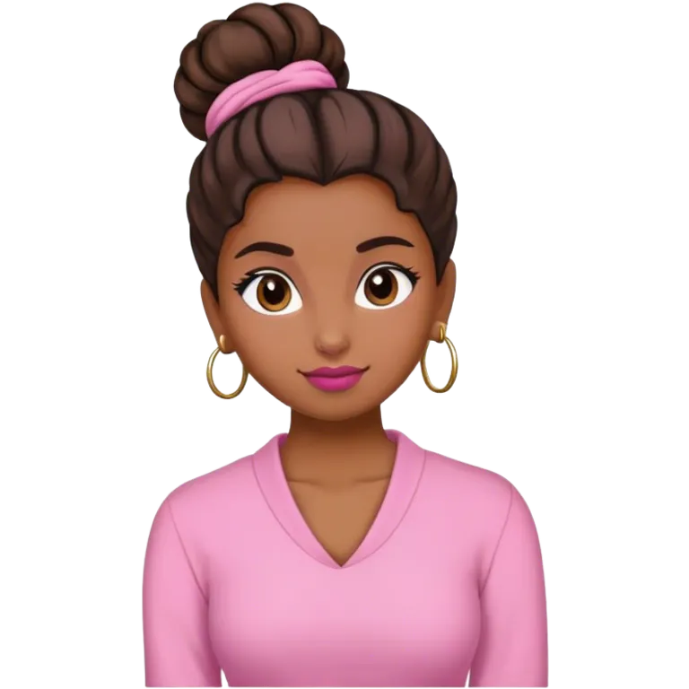 Chica piel morena cabello recogido buen estilo rosa  emoji