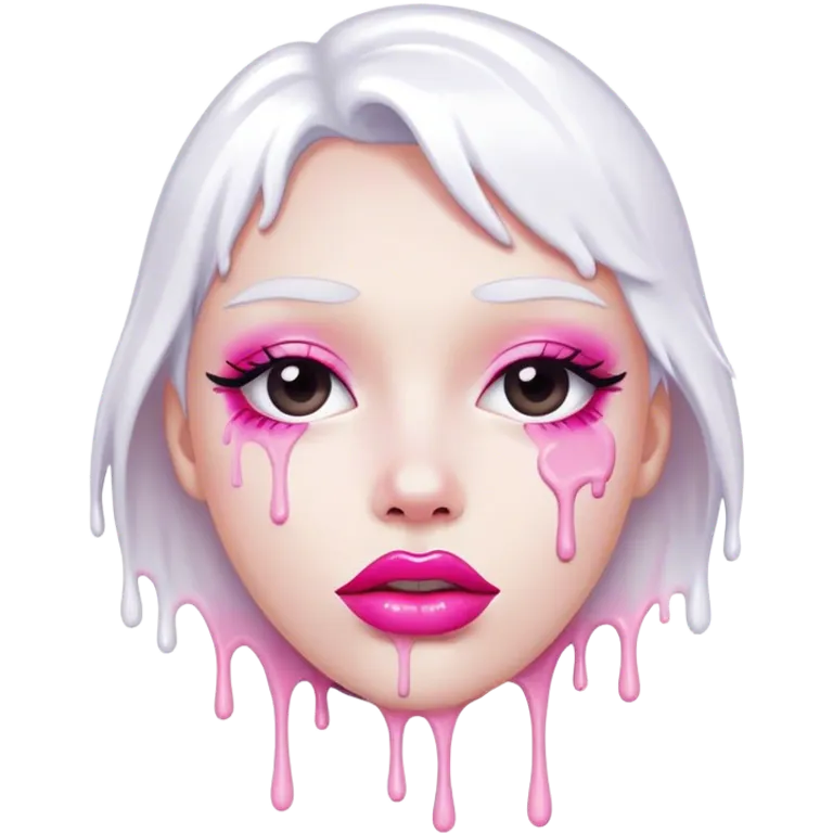 White paint dripping from pink lips emoji