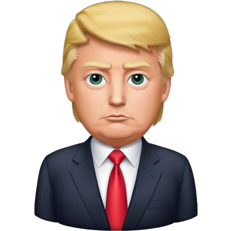 Photorealistic Donald Trump stands in a suit emoji
