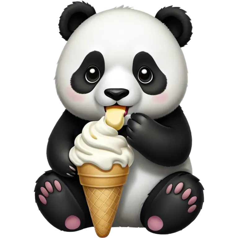 Panda eating ice cream emoji