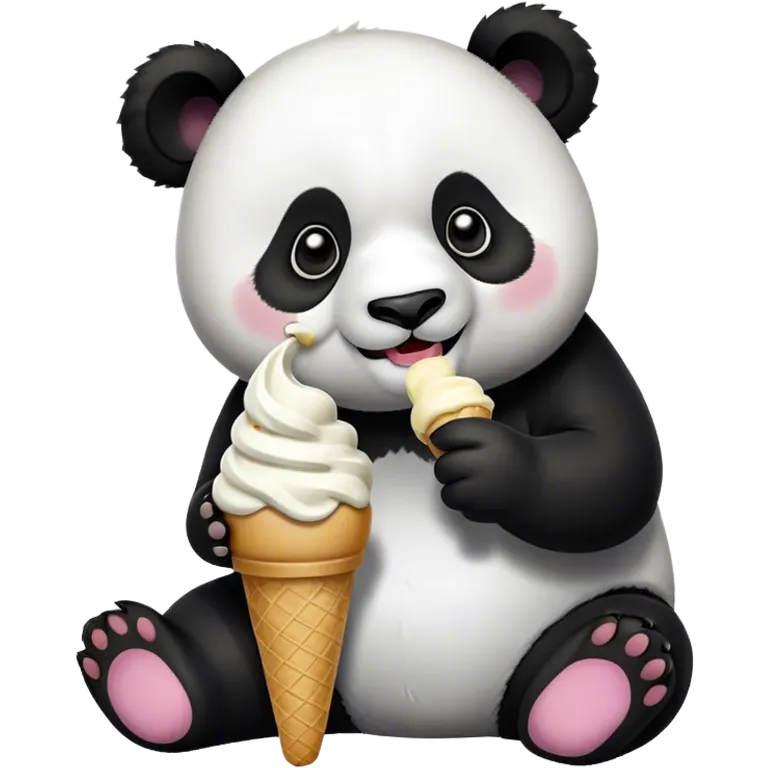 Panda eating ice cream emoji