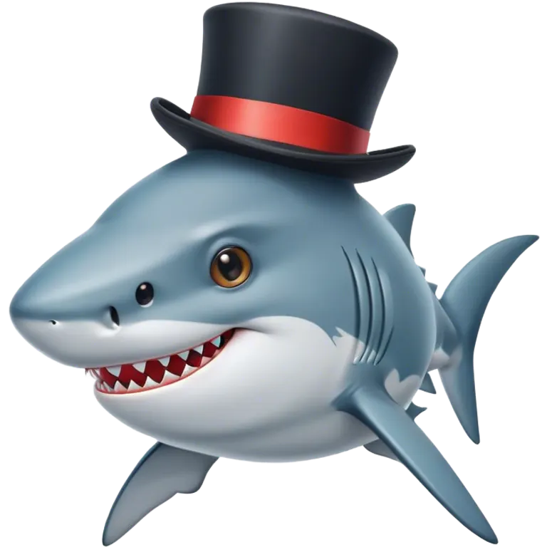 Shark with a top hat emoji