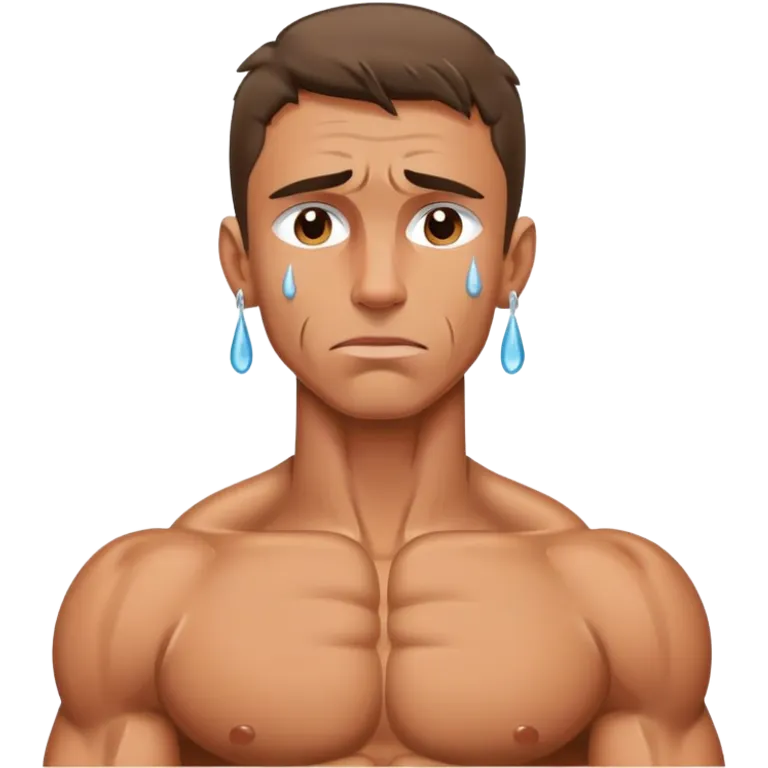 skinny bodybuilder crying emoji