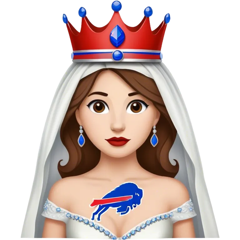 Buffalo Bills fan who’s a bride with the Buffalo Bills logo as the crown emoji